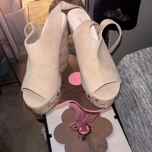 Elegant Cream Wedge Sandals